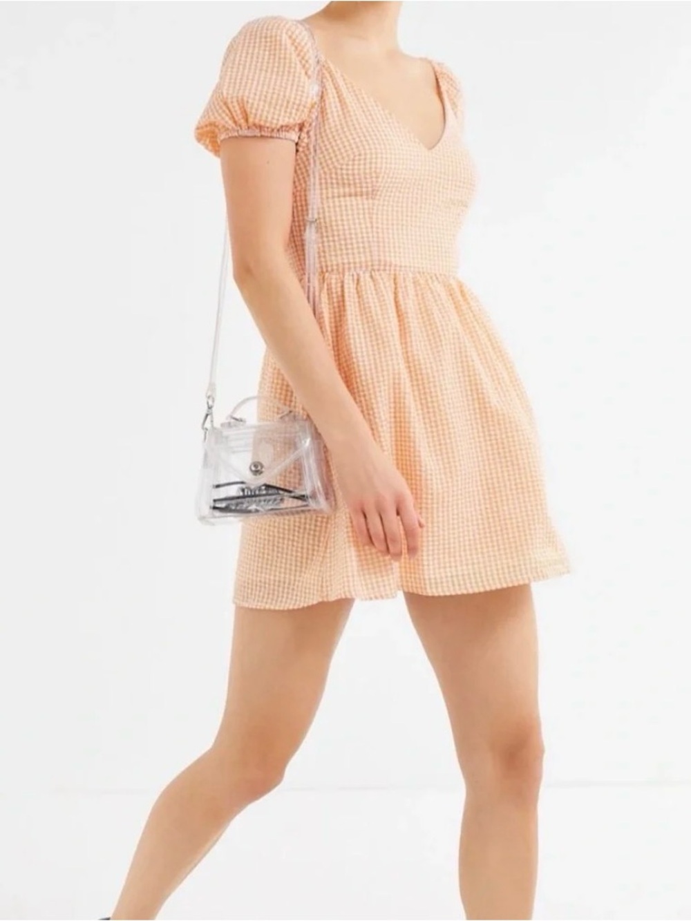 NWOT Urban Outfitters Gingham Puff Sleeve Mini Dress